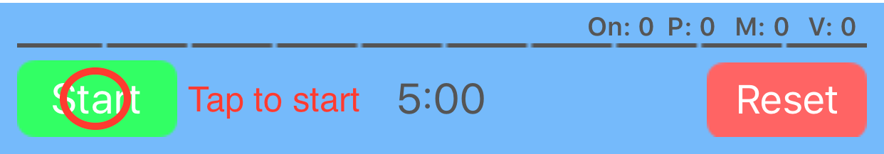 Screenshot demonstrating how to start the timer